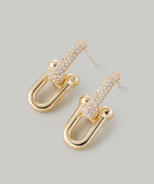 Jolie Toujours(ジョリトゥジュール)の「CZリンクチェーンボリュームピアス(ピアス(両耳用)・レディース・ピンクゴールド/ゴールド/シルバー・FREE)」の1枚目の写真