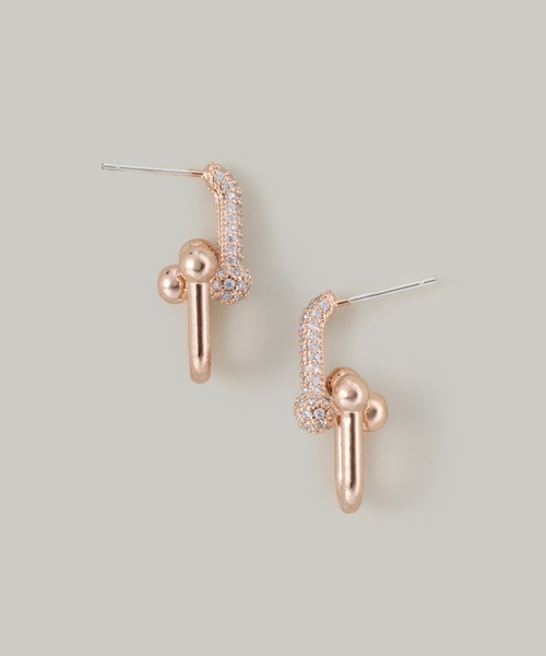 Jolie Toujours(ジョリトゥジュール)の「CZリンクチェーンボリュームピアス(ピアス(両耳用)・レディース・ピンクゴールド/ゴールド/シルバー・FREE)」の4枚目の写真