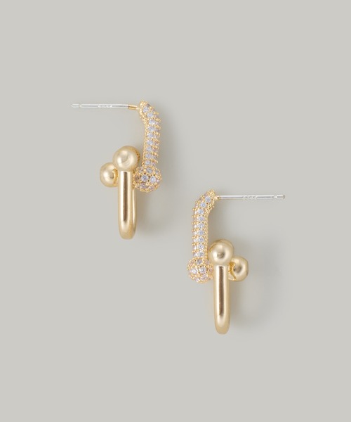 Jolie Toujours(ジョリトゥジュール)の「CZリンクチェーンボリュームピアス(ピアス(両耳用)・レディース・ピンクゴールド/ゴールド/シルバー・FREE)」の5枚目の写真