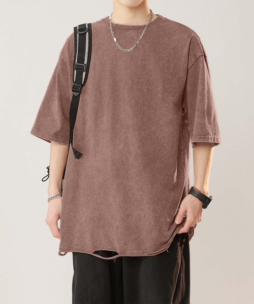 aimoha(アイモハ)の「【aimoha neo】Distressed Edge T-Shirt(Tシャツ/カットソー・メンズ・ブラック/チョコ/ブルー・X-LARGE/XX-LARGE/XXX-LARGE/LARGE)」の1枚目の写真