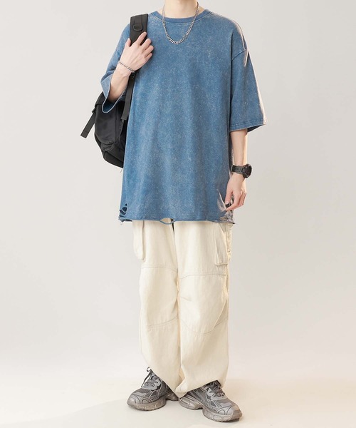 aimoha(アイモハ)の「【aimoha neo】Distressed Edge T-Shirt(Tシャツ/カットソー・メンズ・ブラック/チョコ/ブルー・X-LARGE/XX-LARGE/XXX-LARGE/LARGE)」の5枚目の写真