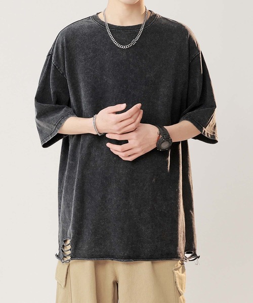 aimoha(アイモハ)の「【aimoha neo】Distressed Edge T-Shirt(Tシャツ/カットソー・メンズ・ブラック/チョコ/ブルー・X-LARGE/XX-LARGE/XXX-LARGE/LARGE)」の15枚目の写真
