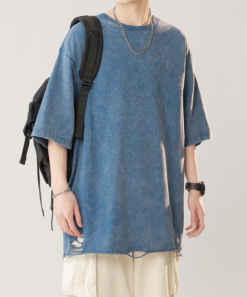 aimoha(アイモハ)の「【aimoha neo】Distressed Edge T-Shirt(Tシャツ/カットソー・メンズ・ブラック/チョコ/ブルー・X-LARGE/XX-LARGE/XXX-LARGE/LARGE)」の18枚目の写真