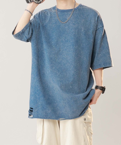 aimoha(アイモハ)の「【aimoha neo】Distressed Edge T-Shirt(Tシャツ/カットソー・メンズ・ブラック/チョコ/ブルー・X-LARGE/XX-LARGE/XXX-LARGE/LARGE)」の19枚目の写真