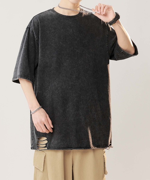 aimoha(アイモハ)の「【aimoha neo】Distressed Edge T-Shirt(Tシャツ/カットソー・メンズ・ブラック/チョコ/ブルー・X-LARGE/XX-LARGE/XXX-LARGE/LARGE)」の17枚目の写真