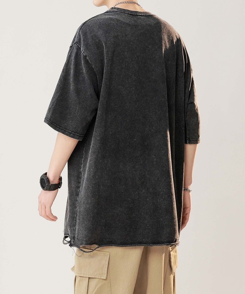 aimoha(アイモハ)の「【aimoha neo】Distressed Edge T-Shirt(Tシャツ/カットソー・メンズ・ブラック/チョコ/ブルー・X-LARGE/XX-LARGE/XXX-LARGE/LARGE)」の4枚目の写真