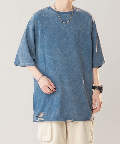 aimoha(アイモハ)の「【aimoha neo】Distressed Edge T-Shirt(Tシャツ/カットソー・メンズ・ブラック/チョコ/ブルー・X-LARGE/XX-LARGE/XXX-LARGE/LARGE)」の6枚目の写真