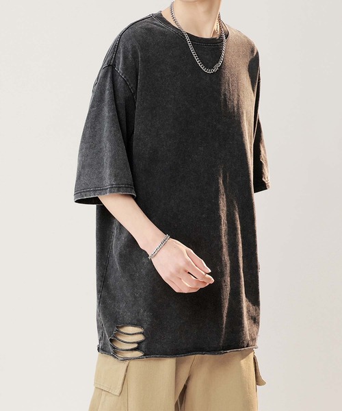 aimoha(アイモハ)の「【aimoha neo】Distressed Edge T-Shirt(Tシャツ/カットソー・メンズ・ブラック/チョコ/ブルー・X-LARGE/XX-LARGE/XXX-LARGE/LARGE)」の12枚目の写真