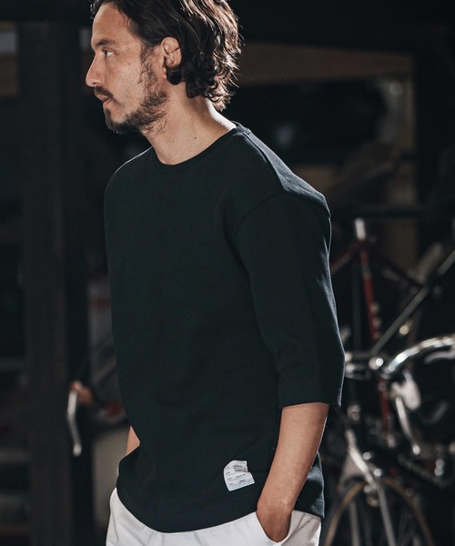 wjk reluxe（ダブルジェーケーリラックス）の「mlt5077-tight heavy waffle 3-4 sleeve cut sew 七分袖カットソー（Tシャツ/カットソー・メンズ・ホワイト/ブラック/トップグレー・S/M/L）」の3枚目の写真