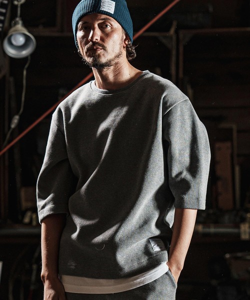 wjk reluxe（ダブルジェーケーリラックス）の「mlt5077-tight heavy waffle 3-4 sleeve cut sew 七分袖カットソー（Tシャツ/カットソー・メンズ・ホワイト/ブラック/トップグレー・S/M/L）」の14枚目の写真