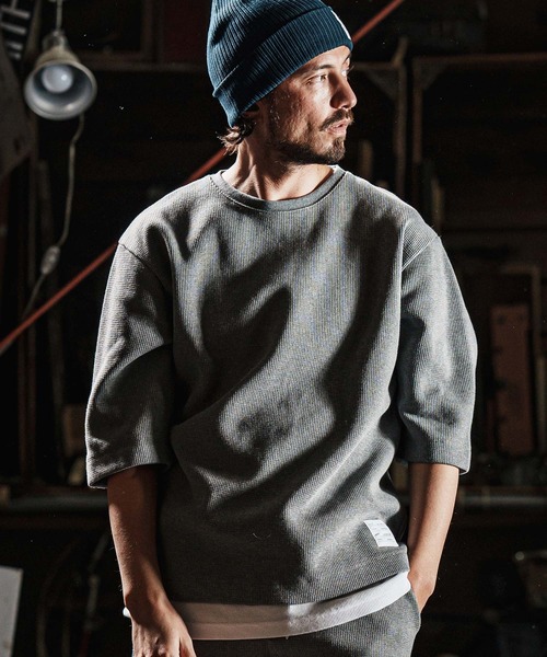 wjk reluxe（ダブルジェーケーリラックス）の「mlt5077-tight heavy waffle 3-4 sleeve cut sew 七分袖カットソー（Tシャツ/カットソー・メンズ・ホワイト/ブラック/トップグレー・S/M/L）」の15枚目の写真