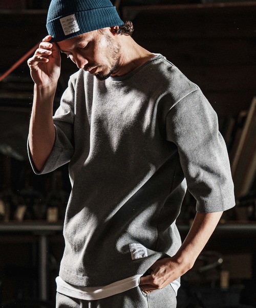 wjk reluxe（ダブルジェーケーリラックス）の「mlt5077-tight heavy waffle 3-4 sleeve cut sew 七分袖カットソー（Tシャツ/カットソー・メンズ・ホワイト/ブラック/トップグレー・S/M/L）」の16枚目の写真