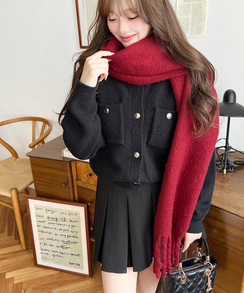 moment+(モーメントプラス)の「Wポケット金ボタンニットカーディガン(カーディガン/ボレロ・レディース・レッド/チャコールグレー/ブラック/アイボリー・L/M)」の15枚目の写真