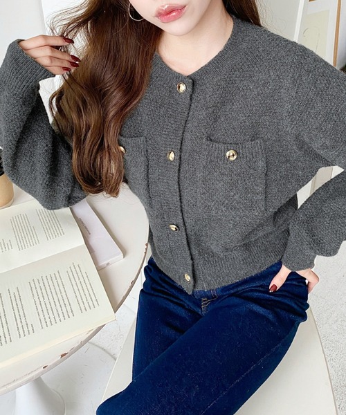 moment+(モーメントプラス)の「Wポケット金ボタンニットカーディガン(カーディガン/ボレロ・レディース・レッド/チャコールグレー/ブラック/アイボリー・L/M)」の19枚目の写真