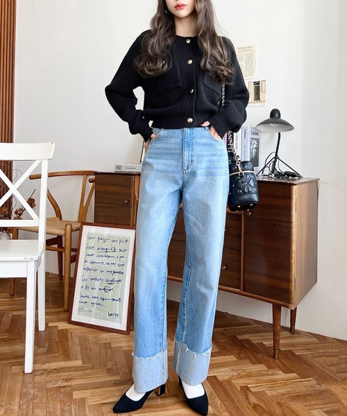 moment+(モーメントプラス)の「Wポケット金ボタンニットカーディガン(カーディガン/ボレロ・レディース・レッド/チャコールグレー/ブラック/アイボリー・L/M)」の16枚目の写真