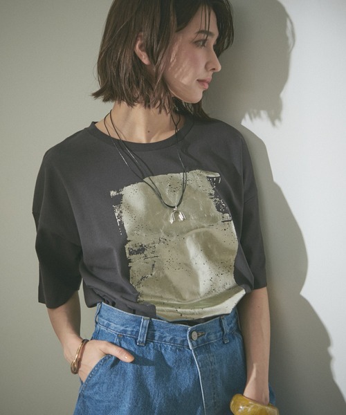 tシャツ 「WEB限定」TRADITIONAL箔プリントTEE レディース SHIPS tシャツ 「WEB限定」「手洗い可能」フラワー 箔 プリント