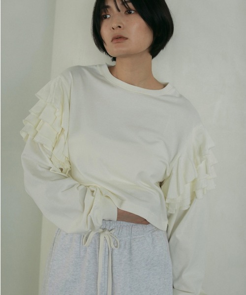 人気定番の Frill T-shirts（Tシャツ/カットソー）｜anuke（アンヌーク Long トップス