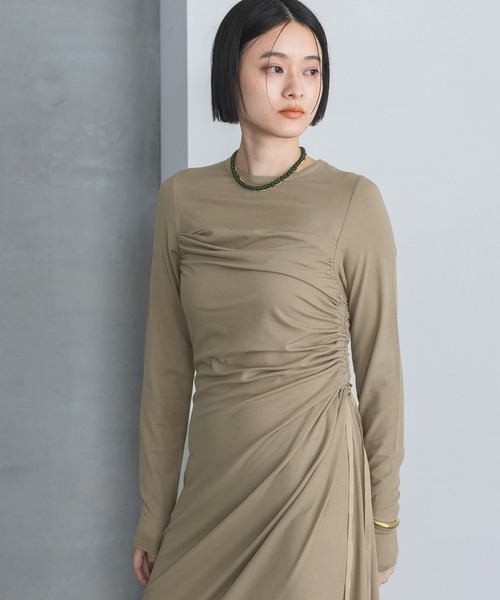 Acka】【正規品】ドレープワンピース ベージュ size2 Acka】【正規品