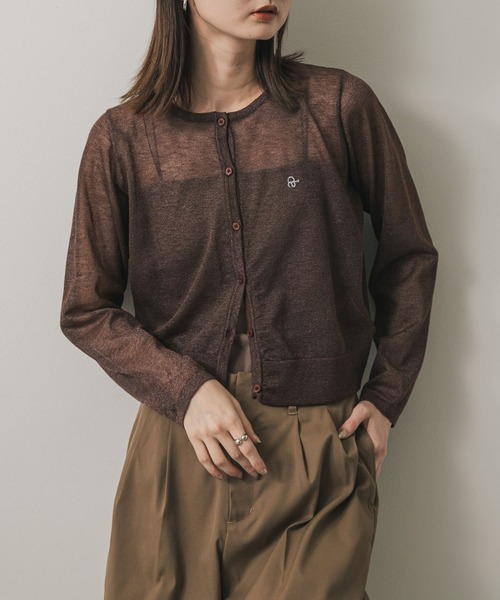 SENSE OF PLACE by URBAN RESEARCH（センスオブプレイスバイアーバンリサーチ）の「シシュウコンパクトシアーカーディガン（カーディガン/ボレロ・レディース・アイボリー/ピンク/ブラウン/ネイビー・ONE）」の3枚目の写真