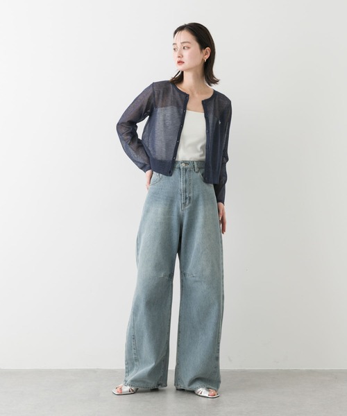 SENSE OF PLACE by URBAN RESEARCH（センスオブプレイスバイアーバンリサーチ）の「シシュウコンパクトシアーカーディガン（カーディガン/ボレロ・レディース・アイボリー/ピンク/ブラウン/ネイビー・ONE）」の18枚目の写真