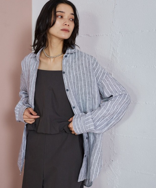 BARNYARDSTORM（バンヤードストーム）の「BARNYARDSTORM / リネンスリットシャツ＜セットアップ対応＞【WEB限定カラー・サイズ】 【『BABALOG』チャンネルご紹介アイテム】（シャツ/ブラウス・レディース・ホワイト/ピンク/レッド/ストライプ/ブラック・S/M/L）」の12枚目の写真