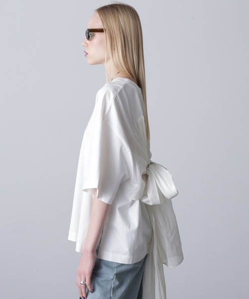 ROSE BUD（ローズバッド）の「(mici)BACK RIBBON S/S（Tシャツ/カットソー・レディース・ブラック/ブラウン/ホワイト・ONE SIZE）」の12枚目の写真