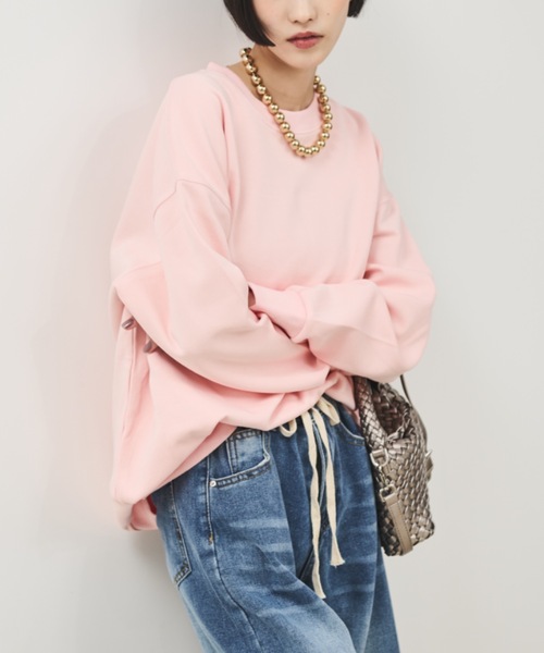 Shelly island（シェリーアイランド）の「オーバースウェットトップス（スウェット・レディース・チャコールグレー/ライトグレー/ピンク/ブルー・FREE）」の4枚目の写真