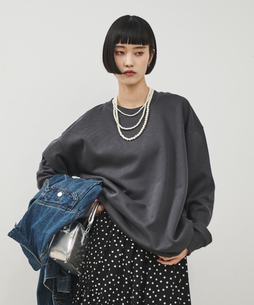 Shelly island（シェリーアイランド）の「オーバースウェットトップス（スウェット・レディース・チャコールグレー/ライトグレー/ピンク/ブルー・FREE）」の16枚目の写真