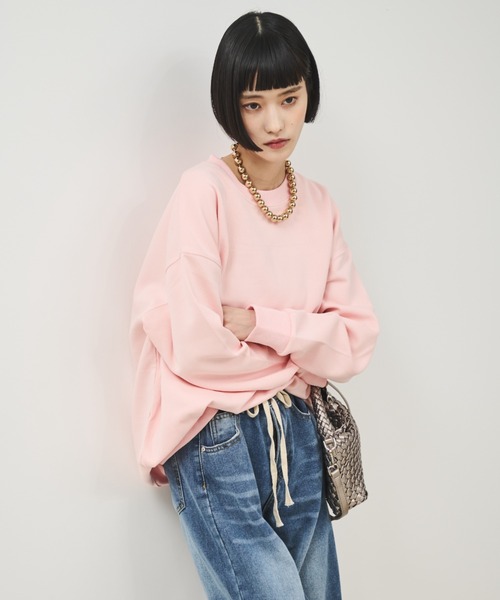 Shelly island（シェリーアイランド）の「オーバースウェットトップス（スウェット・レディース・チャコールグレー/ライトグレー/ピンク/ブルー・FREE）」の7枚目の写真