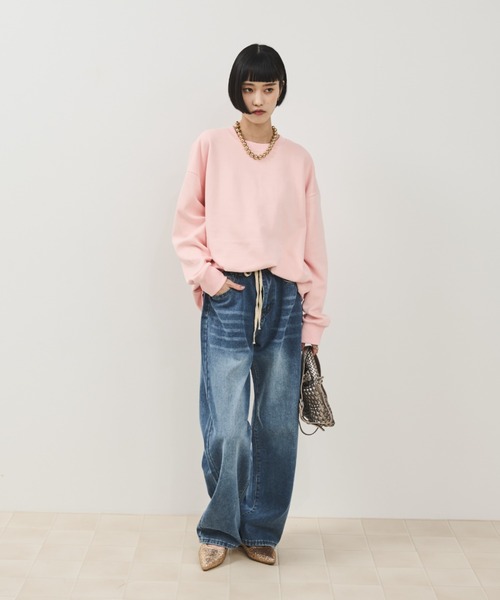 Shelly island（シェリーアイランド）の「オーバースウェットトップス（スウェット・レディース・チャコールグレー/ライトグレー/ピンク/ブルー・FREE）」の12枚目の写真