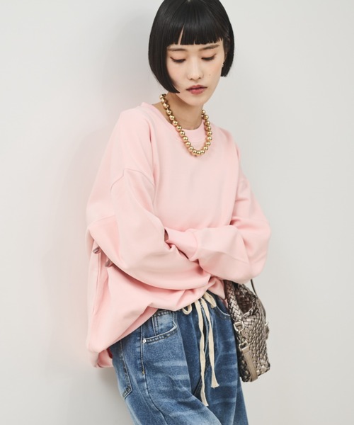 Shelly island（シェリーアイランド）の「オーバースウェットトップス（スウェット・レディース・チャコールグレー/ライトグレー/ピンク/ブルー・FREE）」の9枚目の写真