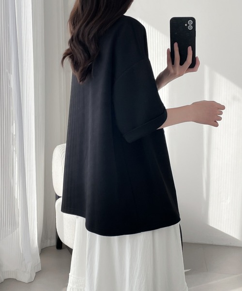 ABITOKYO（アビトーキョー）の「エンボス加工オーバーサイズ段ボールプルオーバー（Tシャツ/カットソー・レディース・ホワイト/ブラック/グレー・M/L/XL）」の18枚目の写真