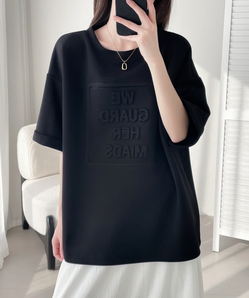 ABITOKYO（アビトーキョー）の「エンボス加工オーバーサイズ段ボールプルオーバー（Tシャツ/カットソー・レディース・ホワイト/ブラック/グレー・M/L/XL）」の19枚目の写真