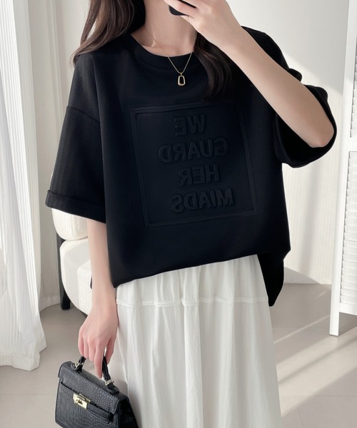 ABITOKYO（アビトーキョー）の「エンボス加工オーバーサイズ段ボールプルオーバー（Tシャツ/カットソー・レディース・ホワイト/ブラック/グレー・M/L/XL）」の20枚目の写真