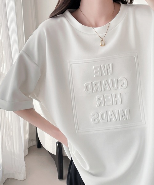 ABITOKYO（アビトーキョー）の「エンボス加工オーバーサイズ段ボールプルオーバー（Tシャツ/カットソー・レディース・ホワイト/ブラック/グレー・M/L/XL）」の5枚目の写真