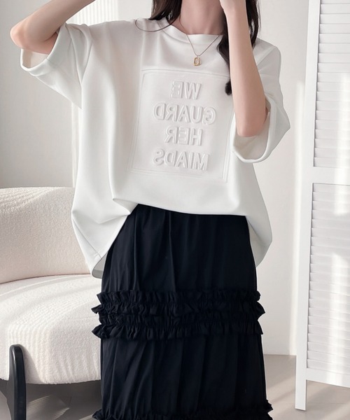 ABITOKYO（アビトーキョー）の「エンボス加工オーバーサイズ段ボールプルオーバー（Tシャツ/カットソー・レディース・ホワイト/ブラック/グレー・M/L/XL）」の17枚目の写真