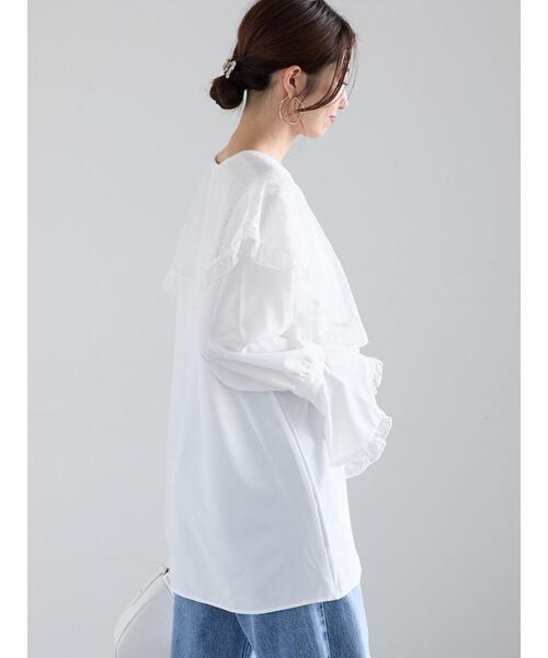 ブラウス シャツ レースコンビフリルカラーブラウス「2025spring catalog item」 レディース セール】 レースコンビフリルカラーブラウス《2025spring