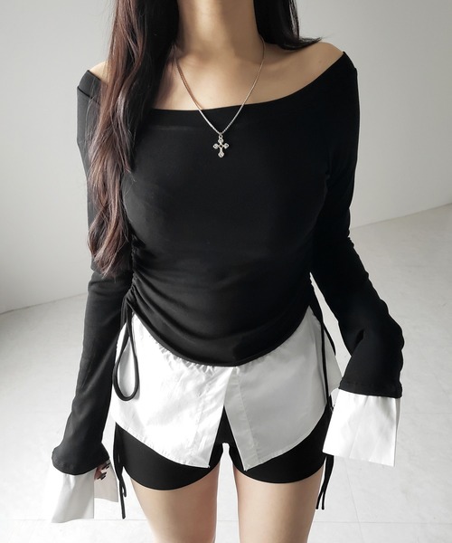 セール】【 2color ／ 2WAY 】シャツドッキングサイドリボン