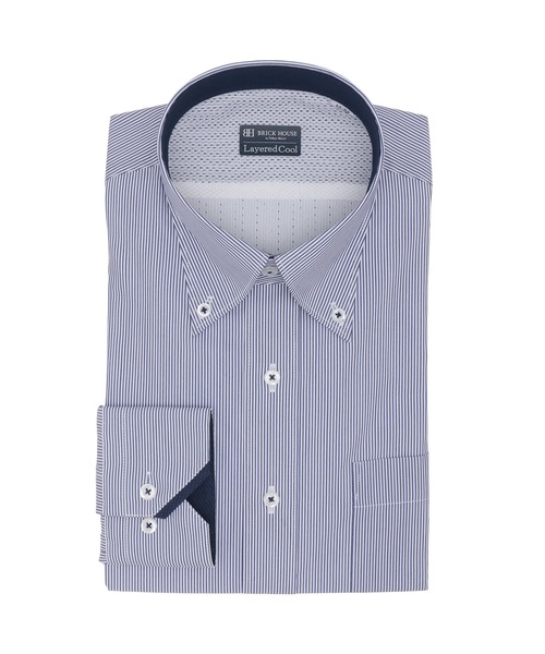 TOKYO SHIRTS(トウキョウシャツ)の「【Layered Cool】 形態安定ノーアイロン ボタンダウン 長袖ビジネスワイシャツ(ビジネスシャツ・メンズ・ブルー・首回り37cm-裄丈80cm/首回り39cm-裄丈80cm/首回り39cm-裄丈84cm/首回り41cm-裄丈82cm/首回り41cm-裄丈86cm/首回り42cm-裄丈82cm/首回り42cm-裄丈86cm/首回り43cm-裄丈82cm/首回り43cm-裄丈86cm/首回り37cm-裄丈84cm)」の1枚目の写真