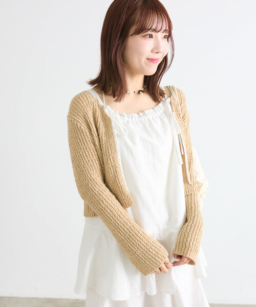 w closet（ダブルクローゼット）の「【4色展開】スラブホックカーディガン（Tシャツ/カットソー・レディース・グリーン/アイボリー/グレー/ベージュ・FREE）」の3枚目の写真