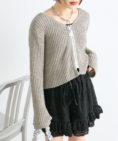 w closet（ダブルクローゼット）の「【4色展開】スラブホックカーディガン（Tシャツ/カットソー・レディース・グリーン/アイボリー/グレー/ベージュ・FREE）」の10枚目の写真