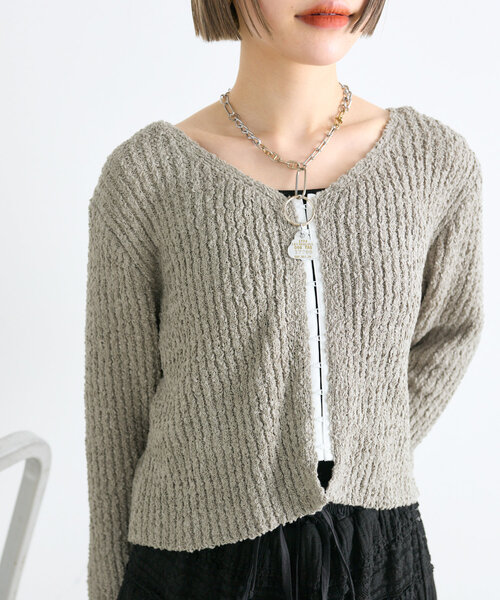 w closet（ダブルクローゼット）の「【4色展開】スラブホックカーディガン（Tシャツ/カットソー・レディース・グリーン/アイボリー/グレー/ベージュ・FREE）」の15枚目の写真