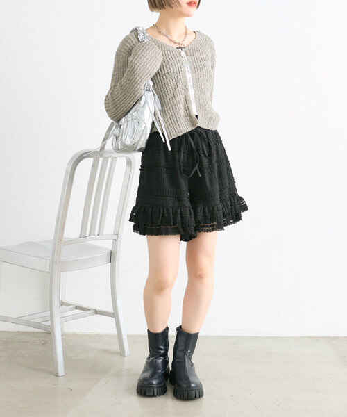 w closet（ダブルクローゼット）の「【4色展開】スラブホックカーディガン（Tシャツ/カットソー・レディース・グリーン/アイボリー/グレー/ベージュ・FREE）」の16枚目の写真