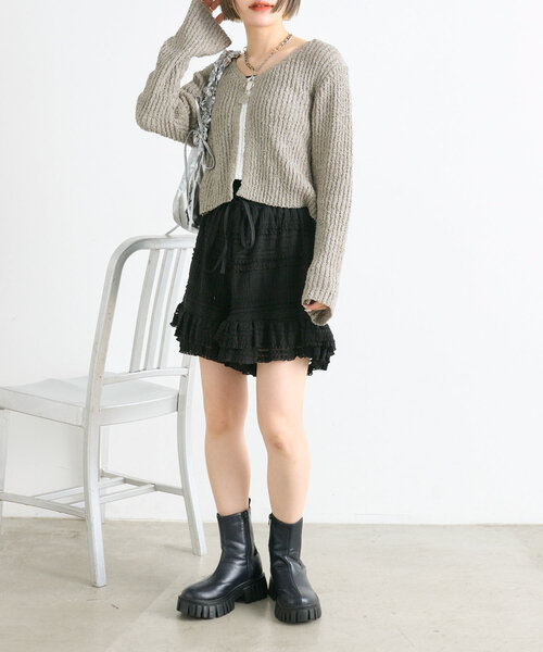 w closet（ダブルクローゼット）の「【4色展開】スラブホックカーディガン（Tシャツ/カットソー・レディース・グリーン/アイボリー/グレー/ベージュ・FREE）」の18枚目の写真