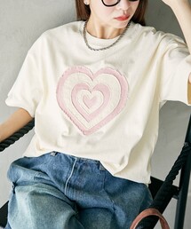 PUBLUX（パブリュクス）の「PUBLUX/パブリュクス ダメージ ハート ドッキングTシャツ　限定展開（Tシャツ/カットソー・レディース）」