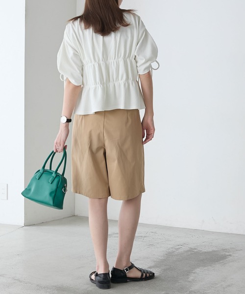 BONLECILL(ボンルシール)の「ぽこぽこジャガードシャーリングリボンスリーブTEE(Tシャツ/カットソー・レディース・ブラック/アイボリー/ライトグレー/オレンジ・FREE)」の11枚目の写真