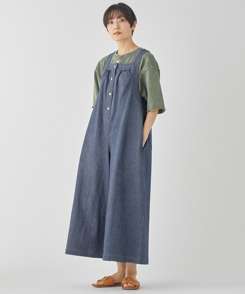 KRIFF MAYER Lady's Collection（クリフメイヤーレディースコレクション）の「【着脱簡単】デニムフレアサロペット（サロペット/オーバーオール・レディース・ライトブルー/ブラック/ストライプ/ネイビー/ダークブルー・LARGE/MEDIUM）」の9枚目の写真