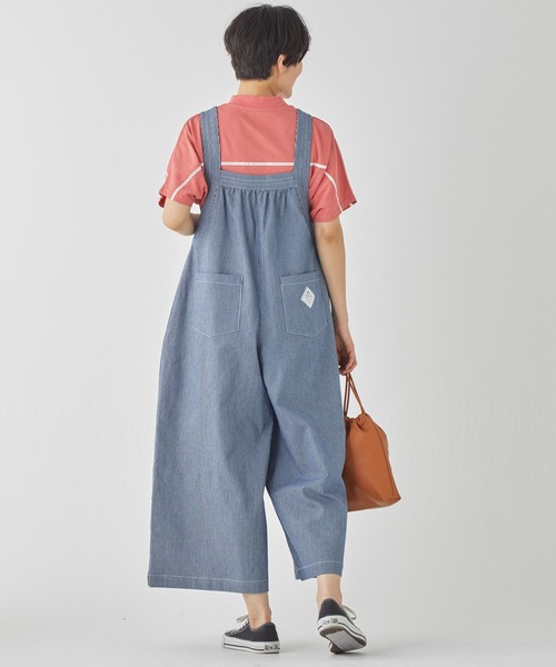 KRIFF MAYER Lady's Collection（クリフメイヤーレディースコレクション）の「【着脱簡単】デニムフレアサロペット（サロペット/オーバーオール・レディース・ライトブルー/ブラック/ストライプ/ネイビー/ダークブルー・LARGE/MEDIUM）」の14枚目の写真