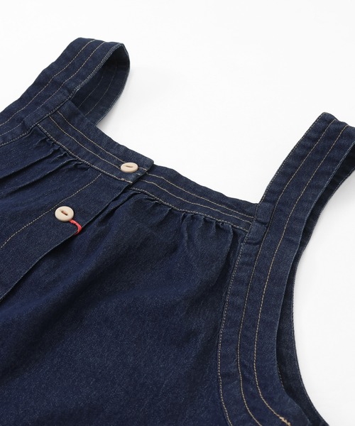 KRIFF MAYER Lady's Collection（クリフメイヤーレディースコレクション）の「【着脱簡単】デニムフレアサロペット（サロペット/オーバーオール・レディース・ライトブルー/ブラック/ストライプ/ネイビー/ダークブルー・LARGE/MEDIUM）」の17枚目の写真