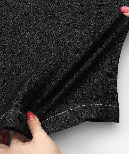 KRIFF MAYER Lady's Collection（クリフメイヤーレディースコレクション）の「【着脱簡単】デニムフレアサロペット（サロペット/オーバーオール・レディース・ライトブルー/ブラック/ストライプ/ネイビー/ダークブルー・LARGE/MEDIUM）」の16枚目の写真